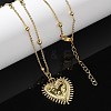 Brass Heart Pendant Necklaces for Women NJEW-U020-02G-3