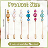 12Pcs 6 Colors Brass & Baking Paint Glass Pearl Round Beads & 304 Stainless Steel Brooches JEWB-HY00007-2