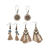 3 Pairs 3 Style Flat Round & Rhombus Alloy Enamel Dangle Earrings with Synthetic Turquoise EJEW-P200-05AB-1