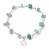 Natural Mixed Gemstone Chip & Iron Beaded Stretch Bracelets BJEW-JB09778-3