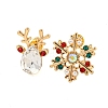 Christmas Alloy Colorful Rhinestone & Plastic Asymmetrical Stud Earrings for Women EJEW-M256-02B-G-1