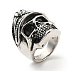 316 Stainless Steel Skull Finger Ring RJEW-C030-07A-AS-1