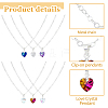 6Pcs 6 Style Glass Heart Pendant Necklaces Set with Brass Chains NJEW-AB00021-10