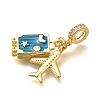 Brass Enamel Airplane & Luggage European Dangle Charms KK-M309-22G-2