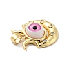Evil Eye with Moon Brass Micro Pave Clear Cubic Zirconia Pendants KK-G419-10G-04-4