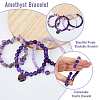 FIBLOOM 4Pcs 4 Style Natural Amethyst Beaded Stretch Bracelets Set BJEW-FI0001-58-4