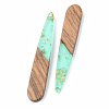 Transparent Resin & Walnut Wood Pendants X-RESI-S389-039A-B02-2