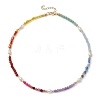 4mm Faceted Round Dyed Natural Agate & Carnelian & Green Aventurine & Aquamarine & Amethyst & Freshwater Pearl Beaded Necklaces NJEW-JN05110-3