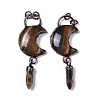 Natural Tiger Eye Crescent Moon Big Pendants G-B073-04R-03-1