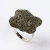 Adjustable Nuggets Lava Rock Gemstone Finger Rings RJEW-I019-10-1