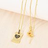 Brass Micro Pave Cubic Zirconia Rectangle with Heart Pendant Adjustable Slider Necklaces KK-CBA4547-08G-7