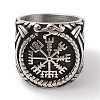 Viking 304 Stainless Steel Vegvisir Wide Finger Rings for Mens RJEW-U005-18A-05-2