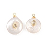 Brass Micro Pave Cubic Zirconia with Natural Pearl Pendants KK-Z146-07B-01-1