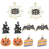 12Pcs 6 Style Halloween Theme Alloy Enamel Pendants ENAM-FS0001-46-6