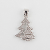 Filigree Christmas Tree Brass Micro Pave Cubic Zirconia Pendants ZIRC-P002-15-1