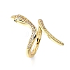 Brass Micro Pave Clear Cubic Zirconia Cuff Rings ZIRC-M117-02G-2