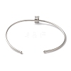 Rack Plating Brass Micro Pave Clear Cubic Zirconia Letter Open Cuff Bangles BJEW-A018-01P-E-3