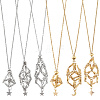 6Pcs 6 Styles Star Moon Stainless Steel Braided Chain Macrame Pouch Empty Stone Holder Pendant Necklace Making NJEW-SC0001-44-1