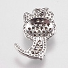 Brass Micro Pave Cubic Zirconia Kitten Charms ZIRC-E147-42P-2