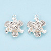 Brass Micro Pave Clear Cubic Zirconia Pendants KK-T077-30S-2