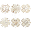 GOMAKERER 6Pcs 6 Styles Flat Round/Flower Wood Sewing Cross Stitch Embroidery Thread Storage Organizers AJEW-GO0001-68-1