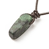 Natural Ruby in Zoisite Nugget Pendant Necklace with Cowhide Leather Cord NJEW-JN03882-05-5