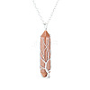 Synthetic Goldstone Double Terminal Pointed Faceted Bullet Copper Wire Wrapped Tree of Life Pendant Alloy Chain Necklaces FS-WG07FDC-12-1
