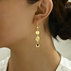 Elegant Brass Coin Flat Round Tassel Hoop Earrings BR6200-1