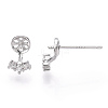 925 Sterling Silver Stud Earring Findings Micro Pave Cubic Zirconia STER-T007-21P-2