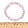 Natural Kunzite & Brass Beaded Stretch Bracelets for Women BJEW-JB14001-4
