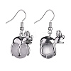 Natural Quartz Crystal Frog Dangle Earrings EJEW-A092-13P-01-2