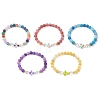 5Pcs Synthetic Moonstone & Frosted Natural Weathered Agate Beads Stretch Bracelets for Women BJEW-JB11333-2