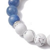 Natural Howlite & Blue Aventurine Round Beaded Stretch Bracelets BJEW-TA00528-02-3