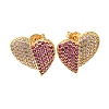 Brass Pave Cubic Zirconia Stud Earrings EJEW-M088-06G-05-1