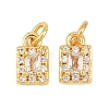 Brass Micro Pave Cubic Zirconia Charms KK-F927-21G-1