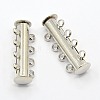 4-Strands Brass Magnetic Slide Lock Clasps X-KK-H310-P-1