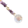 Round Glass & Natural Amethyst Chips Hanging Suncatchers HJEW-JM04209-02-5