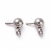 Non-Tarnish 304 Stainless Steel Ball Stud Earring Post STAS-Z035-01B-P-2