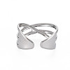 304 Stainless Steel Criss Cross Cuff Ring RJEW-N038-036P-2