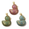 Rack Plating Brass Micro Pave Cubic Zirconia Pendants ZIRC-F142-01G-1