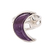 Moon & Star Natural Amethyst Adjustable Rings G-B085-18P-03-2