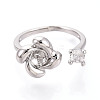 Windmill Brass Micro Pave Clear Cubic Zirconia Cuff Ring Settings KK-T076-36G-2