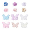 Beadthoven 24Pcs 12 Style 3D Rose Organgza Lace Embroidery & Butterfly Ornament Accessories DIY-BT0001-48-1