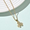 Brass Micro Pave Clear Cubic Zirconia Pendant 304 Stainless Steel Chain Necklaces for Women NJEW-D341-12B-G-2