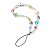 ABS Plastic Imitation Pearl and Imitate Austrian Crystal Bicone Glass Beads Mobile Straps HJEW-JM00554-1