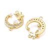 Rack Plating Brass Pave Cubic Zirconia Moon with Butterfly Connector Charms KK-Z064-40G-2