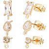 Beebeecraft 30Pcs 3 Style Brass Cubic Zirconia Stud Earring Findings KK-BBC0012-68-1