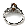 Oval Natural Tiger Eye Adjustable Rings RJEW-Q818-01P-10B-4