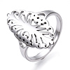 304 Stainless Steel Hollow Out Oval Adjustable Ring RJEW-T027-02P-1