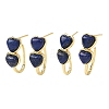 Valentine's Day Heart Natural Lapis Lazuli Stud Earrings EJEW-T053-01G-12-4